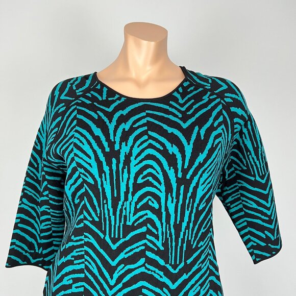 i.b.b.i. Womens Plus Zebra Stripe Bodycon Dress Cyan Blue Black Knit size 22 - Picture 3 of 12